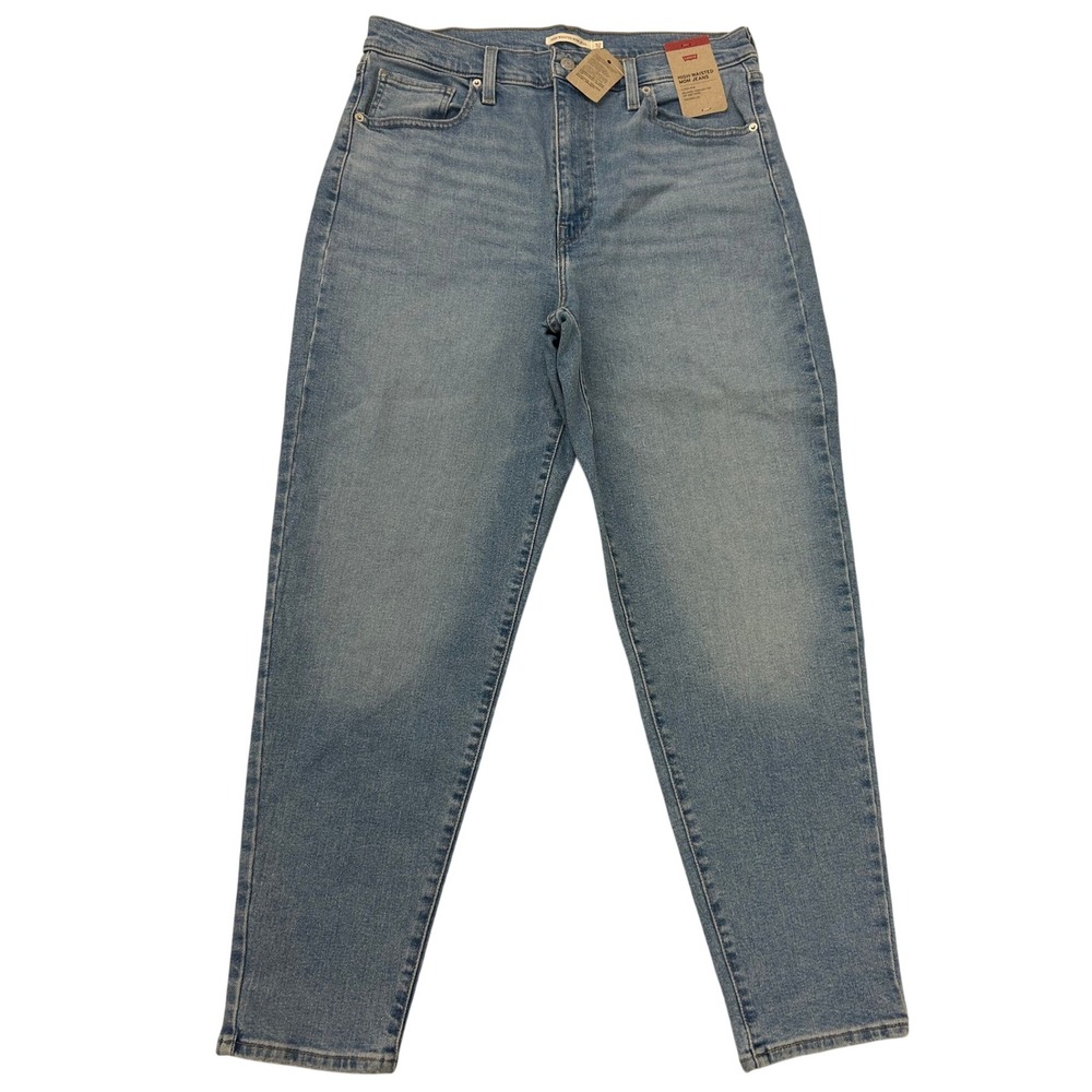 Levis High Waisted Mom Jeans Medium Wash Tapered Leg Denim Pants 32 NEW